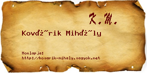 Kovárik Mihály névjegykártya