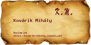 Kovárik Mihály névjegykártya